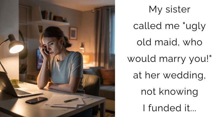 My sister called me “ugly old maid, who would marry you!” at her wedding, not knowing I funded it…