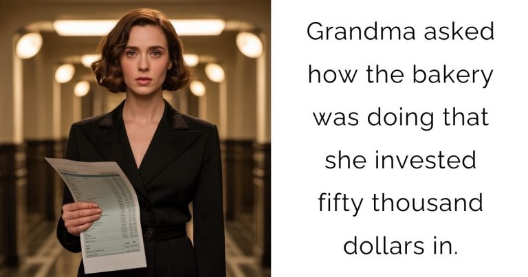 Grandma asked how the bakery was doing that she invested fifty thousand dollars in.