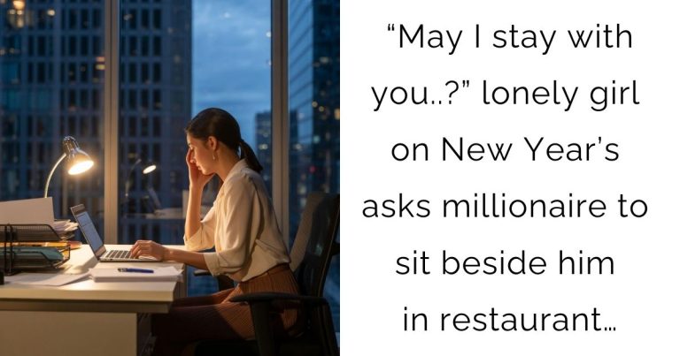 “May I stay with you..?” lonely girl on New Year’s asks millionaire to sit beside him in restaurant…