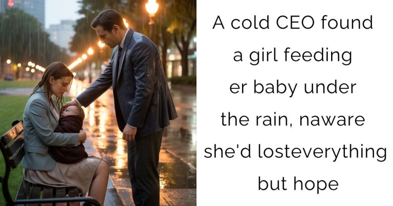 A cold CEO found a girl feeding her baby under the rain, Unaware she’d lost everything but hope…