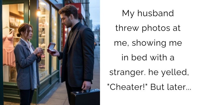 My husband threw photos at me, showing me in bed with a stranger. he yelled, “Cheater!” But later…