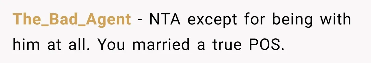 The_Bad_Agent − NTA except for being with him at all. You married a true POS.