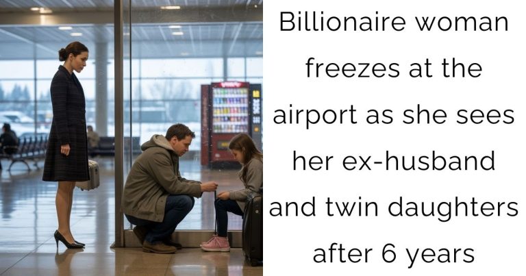 Billionaire woman freezes at the airport as she sees her ex-husband and twin daughters after 6 years