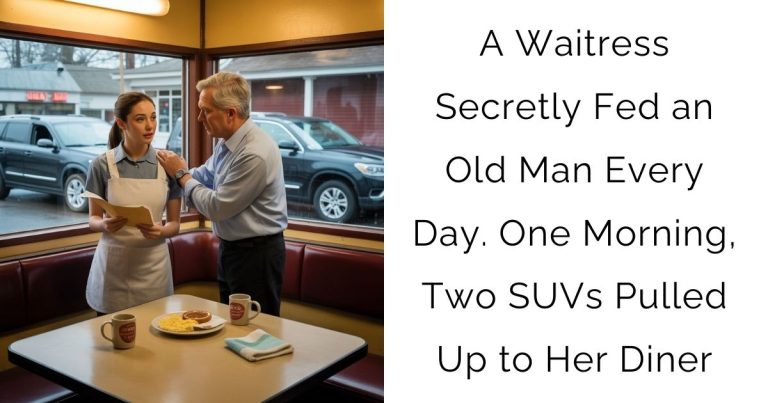 A Waitress Secretly Fed an Old Man Every Day — One Morning, Two SUVs Pulled Up to Her Diner