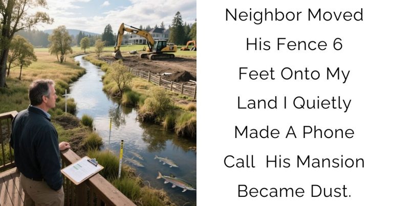 Neighbor Moved His Fence 6 Feet Onto My Land; I Quietly Made A Phone Call & His Mansion Became Dust.