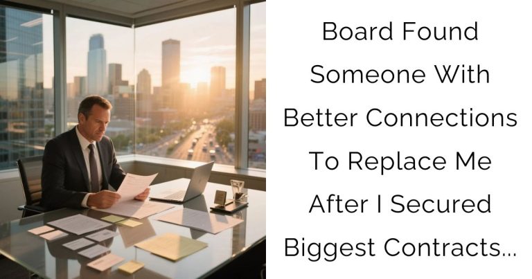 Board Found Someone With Better Connections To Replace Me After I Secured Biggest Contracts…
