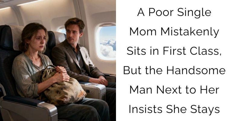A Poor Single Mom Mistakenly Sits in First Class, But the Handsome Man Next to Her Insists She Stays