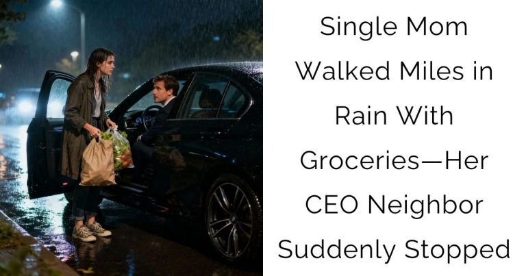 Single Mom Walked Miles in Rain With Groceries—Her CEO Neighbor Suddenly Stopped