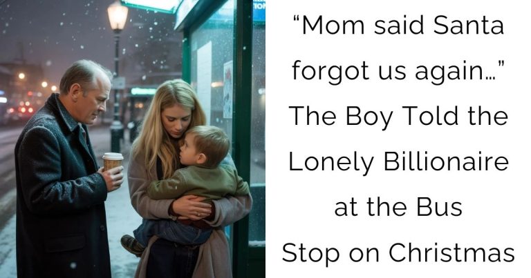 “Mom said Santa forgot us again…”—The Boy Told the Lonely Billionaire at the Bus Stop on Christmas