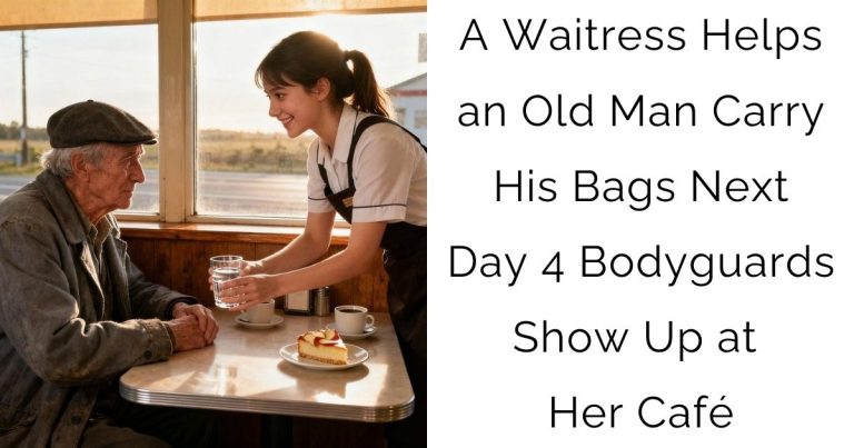 A Waitress Helps an Old Man Carry His Bags – Next Day 4 Bodyguards Show Up at Her Café
