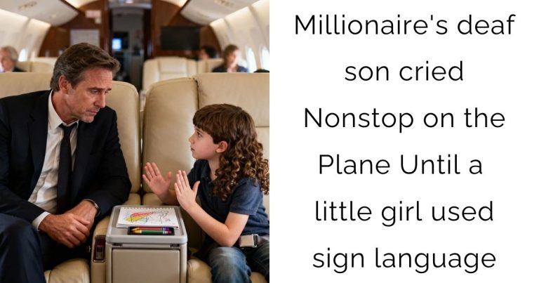 Millionaire’s deaf son cried Nonstop on the Plane – Until a little girl used sign language