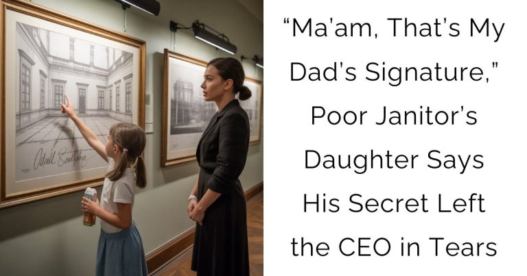 “Ma’am, That’s My Dad’s Signature,” Poor Janitor’s Daughter Says — His Secret Left the CEO in Tears