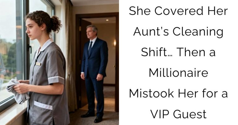She Covered Her Aunt’s Cleaning Shift… Then a Millionaire Mistook Her for a VIP Guest