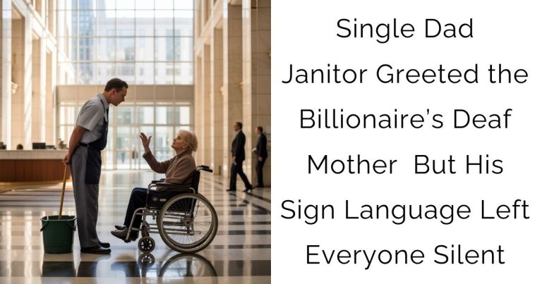 Single Dad Janitor Greeted the Billionaire’s Deaf Mother — But His Sign Language Left Everyone Silent