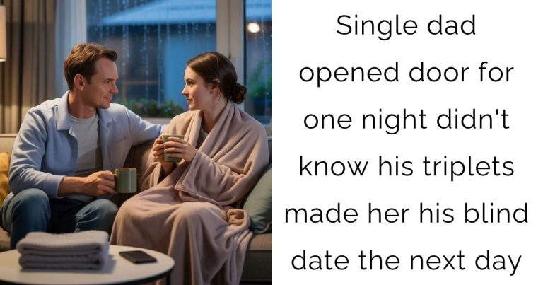 Single dad opened door for one night—didn’t know his triplets made her his blind date the next day