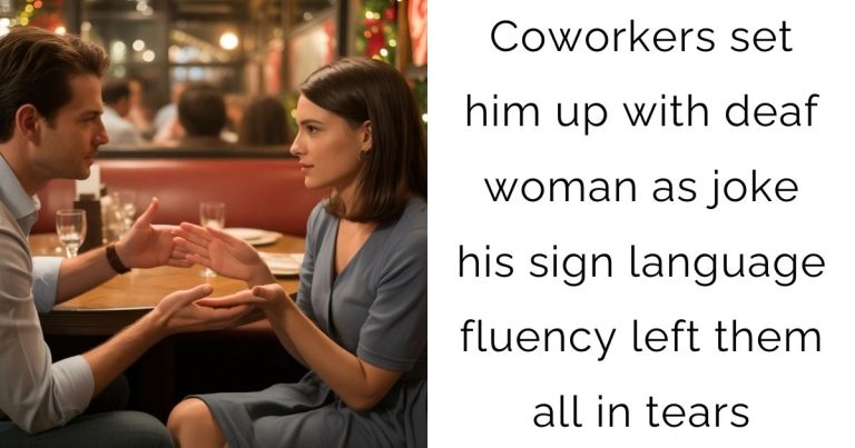 Coworkers set him up with deaf woman as joke—his sign language fluency left them all in tears