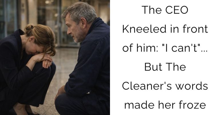 The CEO Kneeled in front of him: “I can’t”… But The Cleaner’s words made her froze