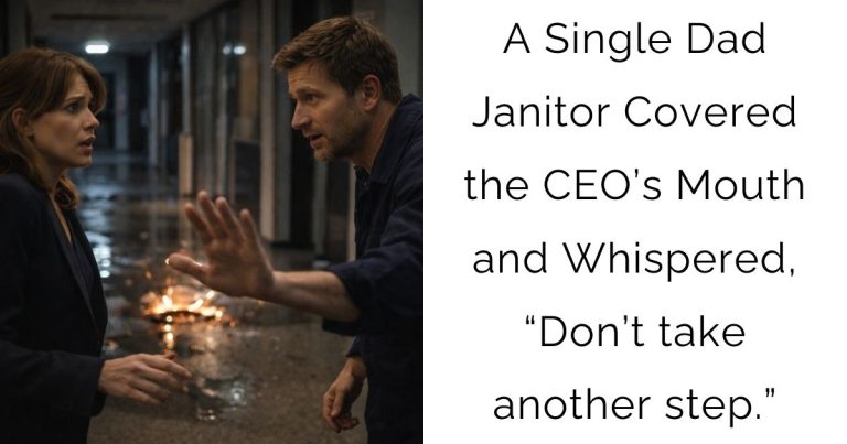 A Single Dad Janitor Covered the CEO’s Mouth and Whispered, “Don’t take another step.”