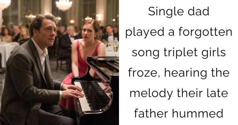 Single dad played a forgotten song—triplet girls froze, hearing the melody their late father hummed