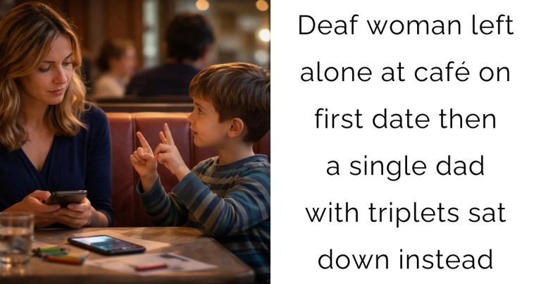 Deaf woman left alone at café on first date—then a single dad with triplets sat down instead