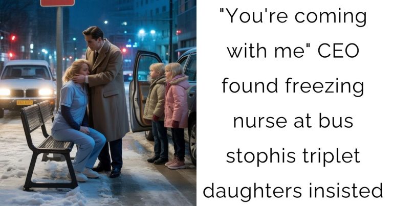 “You’re coming with me” CEO found freezing nurse at bus stop—his triplet daughters insisted