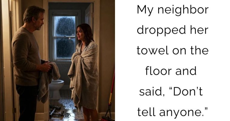 My neighbor dropped her towel on the floor and said, “Don’t tell anyone.”
