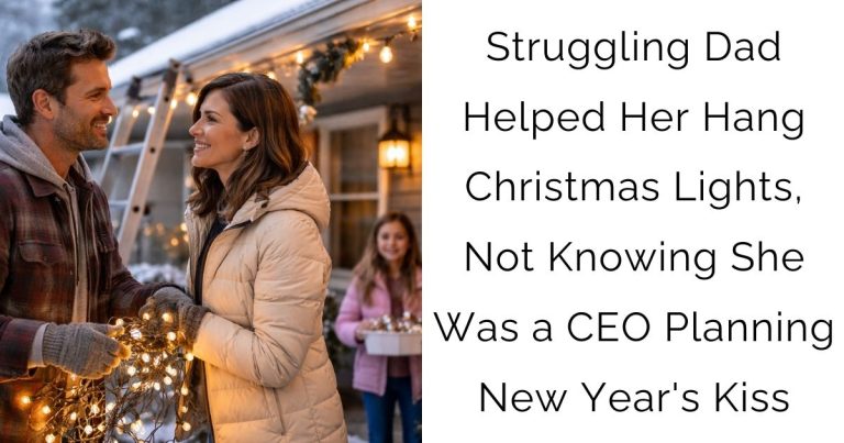 Struggling Dad Helped Her Hang Christmas Lights, Not Knowing She Was a CEO Planning New Year’s Kiss