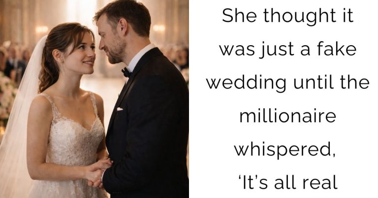 She thought it was just a fake wedding — until the millionaire whispered, ‘It’s all real