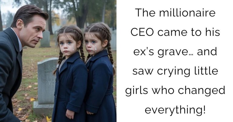 The millionaire CEO came to his ex’s grave… and saw crying little girls who changed everything!