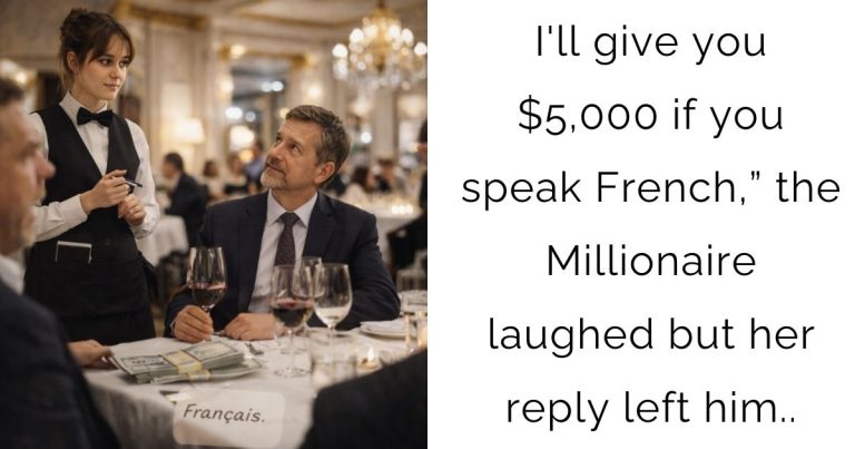 I’ll give you $5,000 if you speak French,” the Millionaire laughed — but her reply left him..