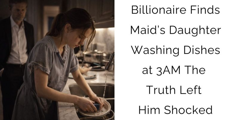 Billionaire Finds Maid’s Daughter Washing Dishes at 3AM — The Truth Left Him Shocked