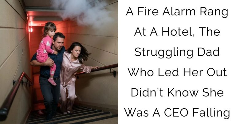 A Fire Alarm Rang At A Hotel, The Struggling Dad Who Led Her Out Didn’t Know She Was A CEO Falling