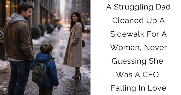 A Struggling Dad Cleaned Up A Sidewalk For A Woman, Never Guessing She Was A CEO Falling In Love