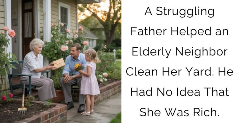 A Struggling Father Helped an Elderly Neighbor Clean Her Yard. He Had No Idea That She Was Rich.
