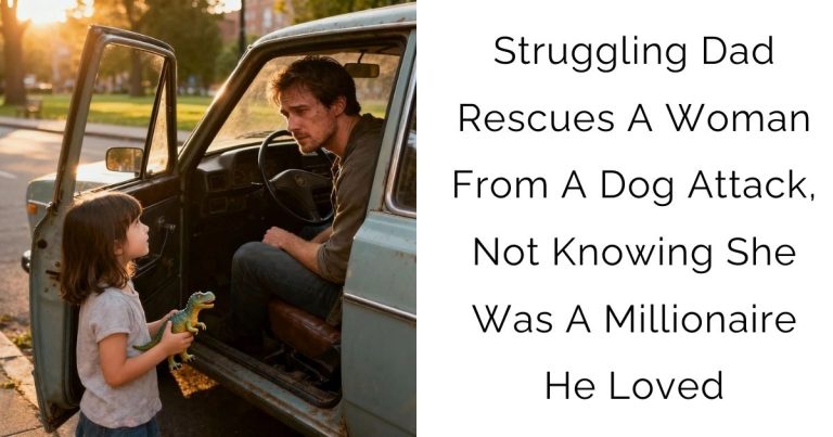 Struggling Dad Rescues A Woman From A Dog Attack, Not Knowing She Was A Millionaire He Loved