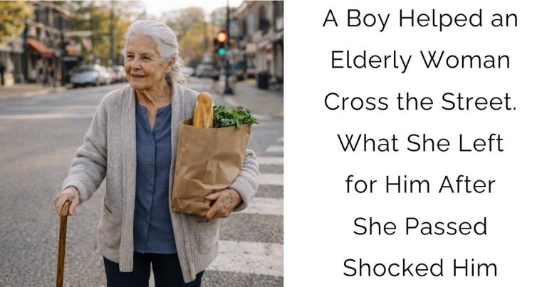A Boy Helped an Elderly Woman Cross the Street. What She Left for Him After She Passed Shocked Him