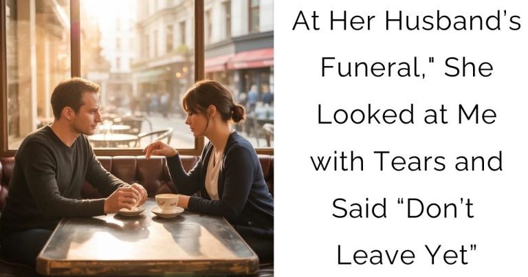 At Her Husband’s Funeral,” She Looked at Me with Tears and Said “Don’t Leave Yet”