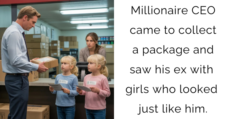 Millionaire CEO came to collect a package and saw his ex with girls who looked just like him.