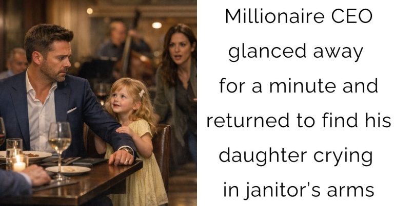 Millionaire CEO glanced away for a minute and returned to find his daughter crying in janitor’s arms