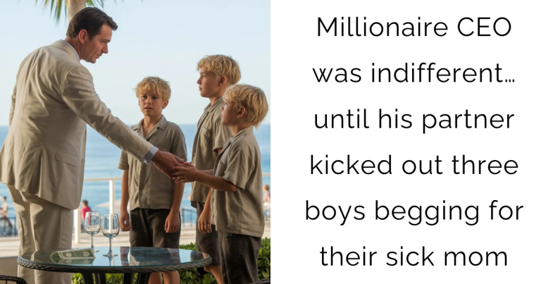Millionaire CEO was indifferent… until his partner kicked out three boys begging for their sick mom