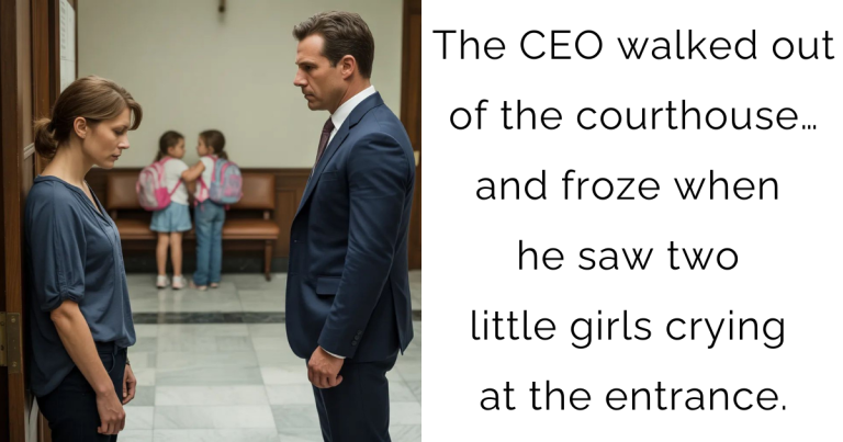 The CEO walked out of the courthouse… and froze when he saw two little girls crying at the entrance.