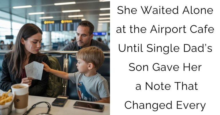 She Waited Alone at the Airport Cafe—Until Single Dad’s Son Gave Her a Note That Changed Every