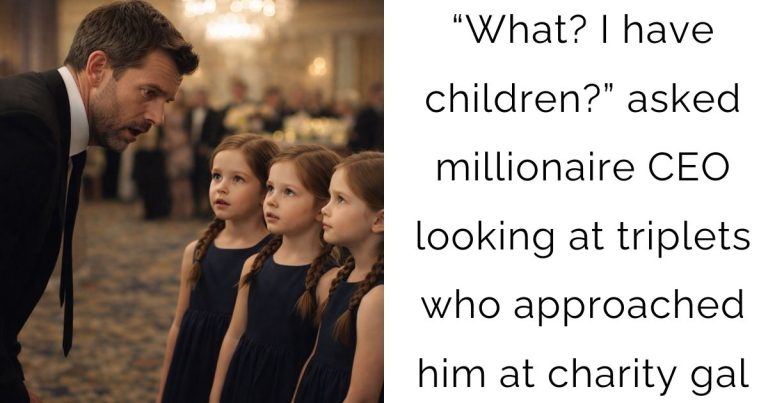 “What? I have children?” asked millionaire CEO looking at triplets who approached him at charity gal