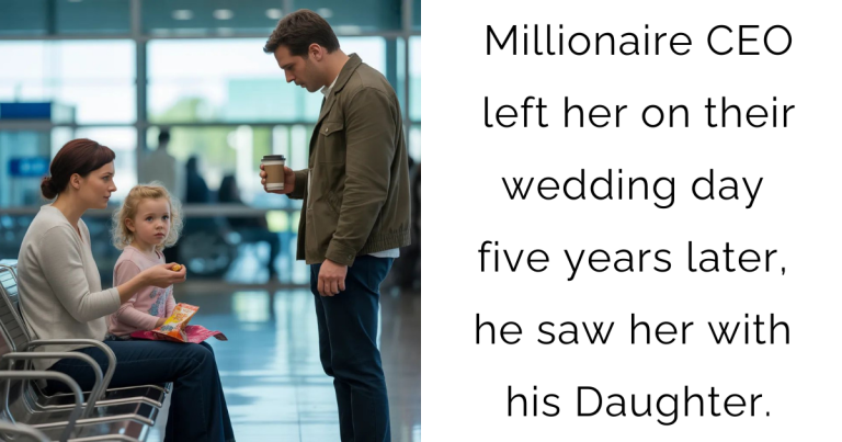 Мillionaire CEO left her on their wedding day — five years later, he saw her with his Daughter.