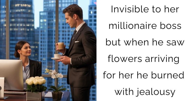 Invisible to her millionaire boss but when he saw flowers arriving for her — he burned with jealousy