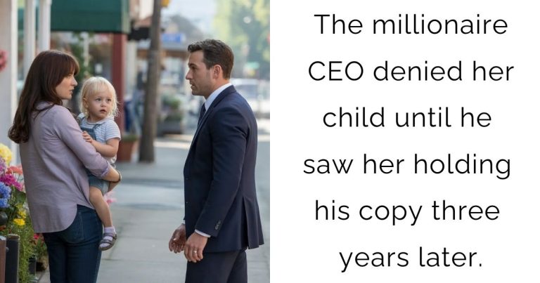 The millionaire CEO denied her child—until he saw her holding his copy three years later.