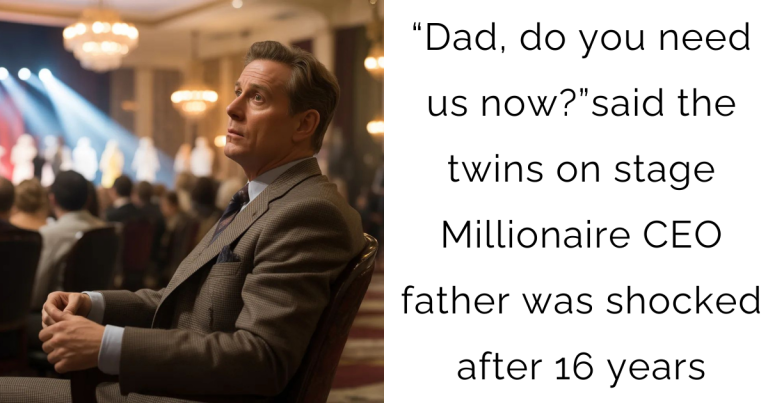 “Dad, do you need us now?” said the twins on stage Millionaire CEO father was shocked after 16 years