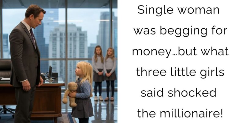 Single woman was begging for money… but what three little girls said shocked the millionaire!
