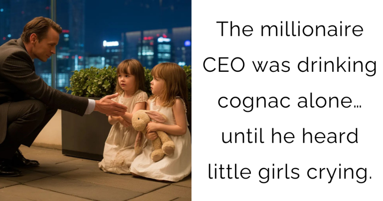 The millionaire CEO was drinking cognac alone… until he heard little girls crying.