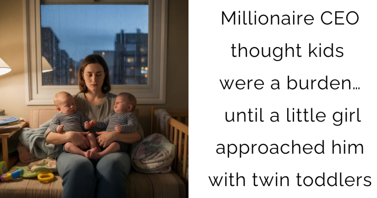 Millionaire CEO thought kids were a burden… until a little girl approached him with twin toddlers